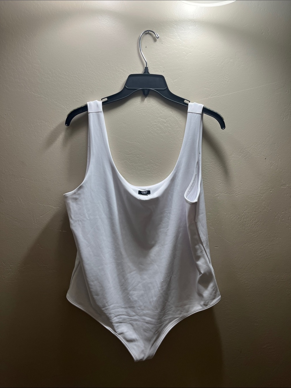 Express White Scoop-Neck Stretch Bodysuit